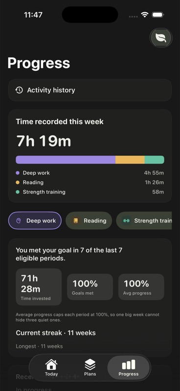 DayMarko Progress screen